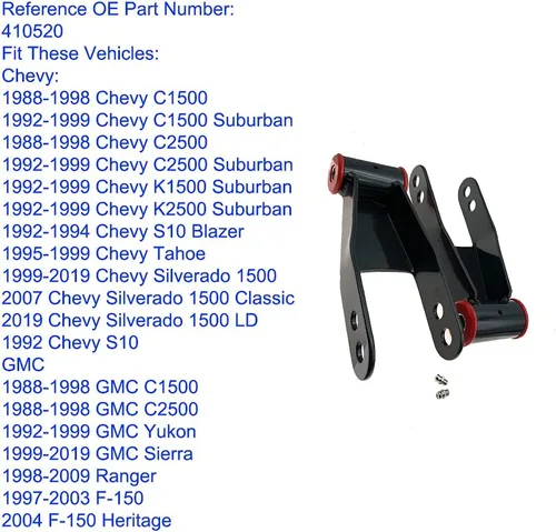 Vista 2 de Kit de grillete trasero de 2 pulgadas para Chevy Tahoe Silverado K1500 K2500 S10 GMC Yukon Sierra C1500 C2500 Ranger F-150 Reemplazar 410520