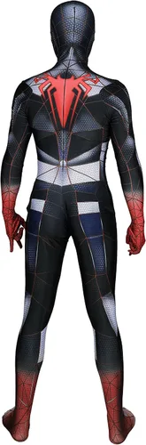 Vista 3 de Lahnimm Disfraz de superhéroe para Halloween y cosplay 2023, overol de elastano, para adultos y niños (adulto, 3XL, gris negro)