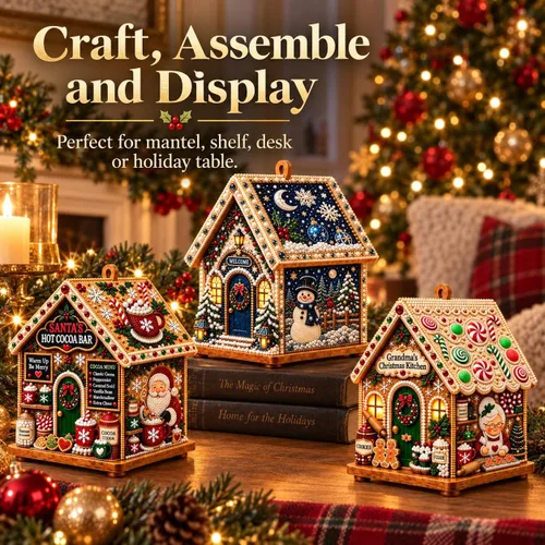 Vista 7 de Wakczshy 3D Christmas House Diamond Painting Art Kit for Adults，#1