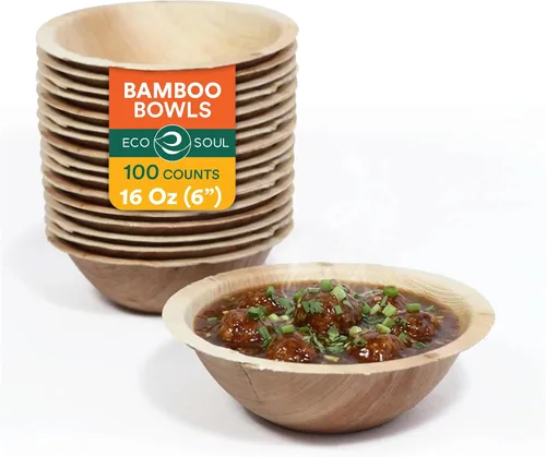 Vista 9 de ECO SOUL Cuencos de bambú de 7 onzas, compostables, resistentes