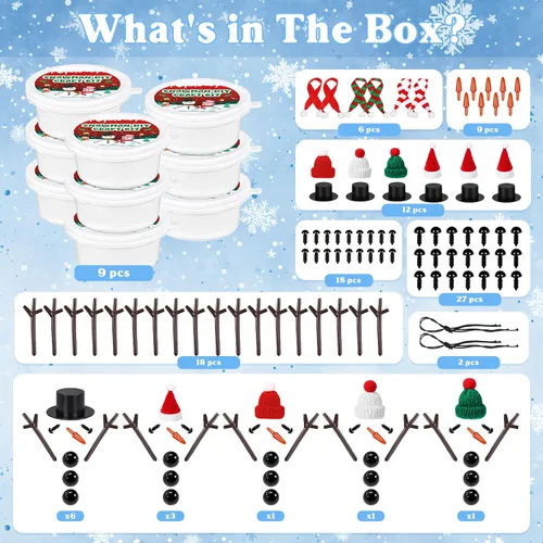 Vista 2 de Kit de 9 unidades para crear un muñeco de nieve de arcilla para modelar, manualidades de invierno para niños, kit de manualidades de muñeco de nieve