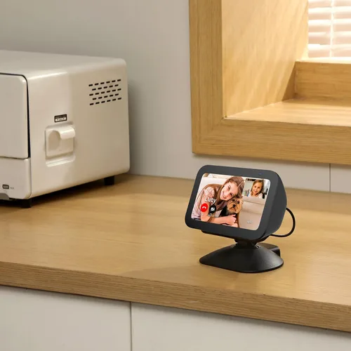 Vista 5 de Nuevo soporte de carga ajustable para Echo Show 5 (3ª generación), soporte inclinable + giratorio, rotación multiángulo, base magnética Negro
