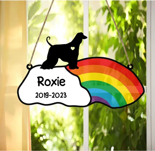 Vista 2 de LOVELYPOD Rainbow Bridge - Regalos conmemorativos para mascotas, regalos conmemorativos para perros afganos por pérdida de sabueso afgano, regalo