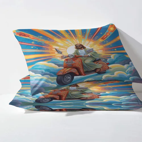 Vista 3 de Jesús Sábanas tamaño individual, sábanas personalizadas, sábanas y fundas de almohada estampadas de 3 piezas, sábana bajera ajustable de microfibra