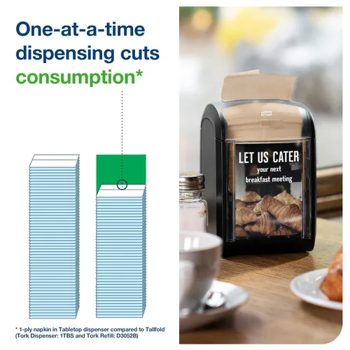 Vista 8 de Tork Xpressnap Fit - Servilleta dispensadora natural N14, compostable de 2 capas, 36 paquetes x 120 servilletas, DX806E
