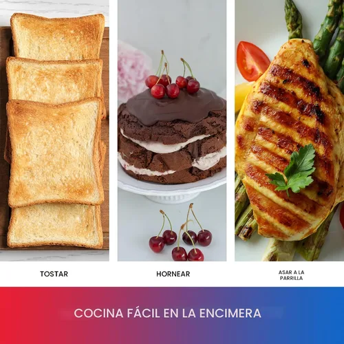 Vista 5 de Total Chef - Horno tostador para tostadas, hornear, asar, pizza, tamaño compacto para cocina pequeña, electrodoméstico con temporizador, negro
