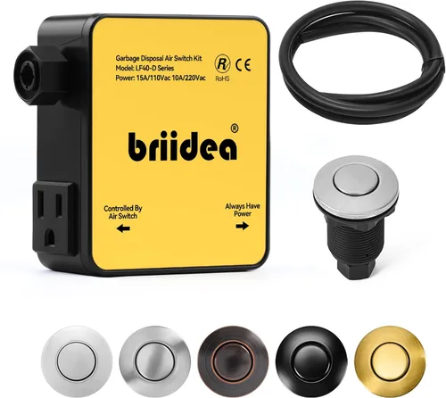 Vista 9 de Kit de interruptor de aire para eliminación de basura, desagüe de fregadero, eliminación de residuos largo, botón de aire de encendido/apagado