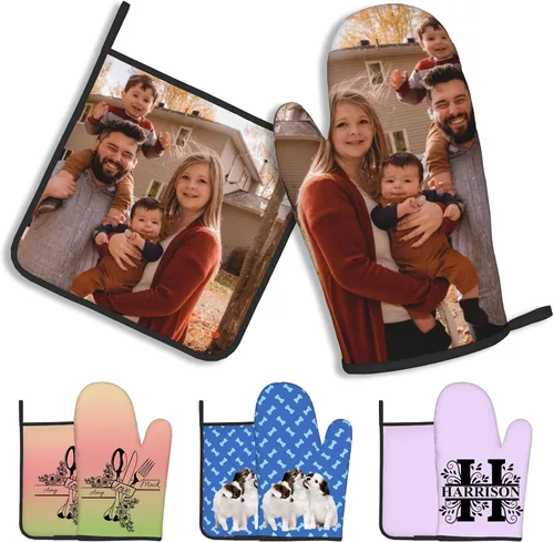 Vista 25 de Manoplas de horno personalizadas con nombre y foto, resistentes al calor y a la intemperie, para amigos y familia, como regalo de cocina, horneado