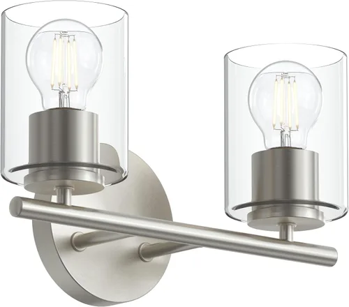 Vista 44 de Progress Lighting Lámpara moderna de tocador de baño de cristal blanco grabado con 4 luces, colección Replay, níquel cepillado (P2160-09)