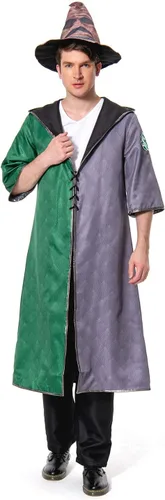 Vista 5 de Disfraz de mago para cosplay, capa de bruja, capa para fanáticos de la casa, uniforme escolar, Halloween, unisex