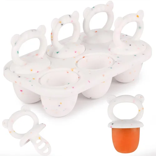 Vista 11 de Sakolla Moldes de silicona para paletas de bebé con 6 cavidades, moldes para paletas de leche materna para alivio de la dentición, molde de paletas