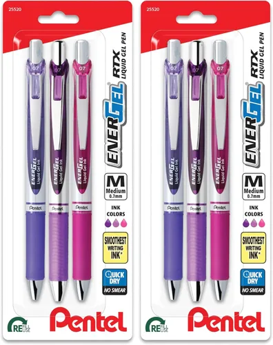 Vista 9 de Pentel EnerGel RTX - Bolígrafo retráctil de gel líquido, Cambio de Tono, 0.7mm, Tinta Sépia, Marrón y Borgoña, Paquete de 3 Bolígrafos (BL77CHABP3M)