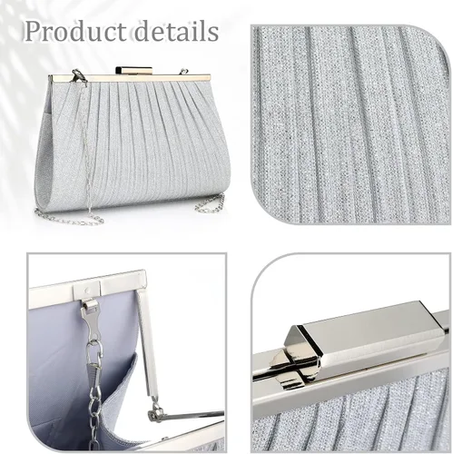 Vista 3 de YYW Bolso de mano para mujer, bolso brillante con asa superior, bolsa de noche, bolsa cruzada, bolsa de hombro para boda, fiesta, baile de graduación