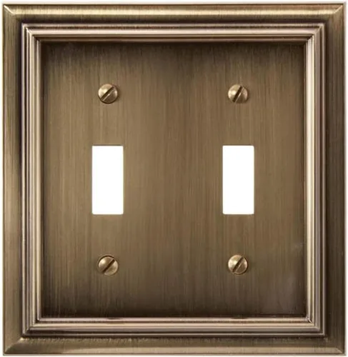 Vista 27 de Amerelle Continental AmerTac 94BVB – 1 tapa de tomacorriente en blanco, de metal fundido, con aspecto de bronce envejecido