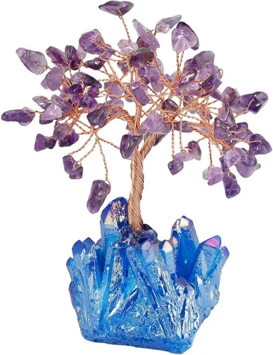 Vista 10 de Mookaitedecor - Árbol de cristal con base de cuarzo, bonsái para la riqueza y buena suerte Árbol bonsái, árbol de dinero para la suerte