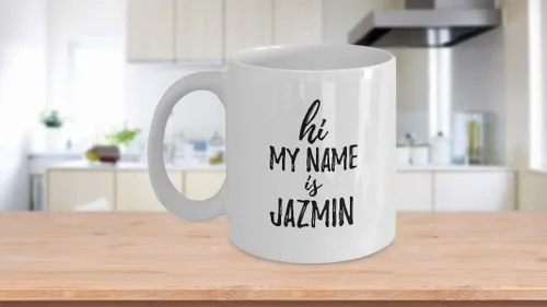 Vista 3 de Hi My Name Is Jazmin Mug Funny Meet Up Gift Personalized Name Coffee Tea Cup Large 15 Oz