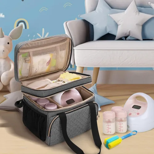 Vista 7 de Luxja Bolsa de extractor de leche de doble capa compatible con Spectra S1 y S2, bolsa de bomba para extractor de leche y piezas adicionales