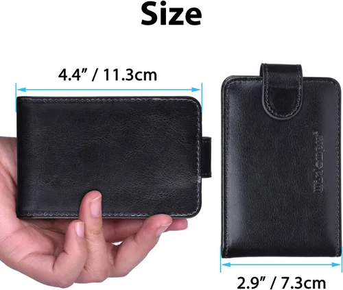 Vista 3 de Wisdompro Soporte para tarjetas de crédito, cartera delgada de cuero con bloqueo RFID, protector organizador de tarjetas de débito