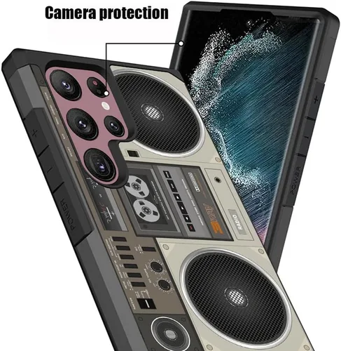 Vista 5 de Funda para Galaxy S22 Ultra, resistente 2 en 1 de doble capa híbrida de policarbonato duro y silicona suave a prueba de golpes, funda de protección