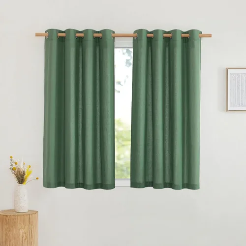 Vista 191 de NICETOWN - Cortinas de lino angora para ventana de cocina sobre el fregadero, con ojales, lino grueso angora, tratamientos cortos para ventanas
