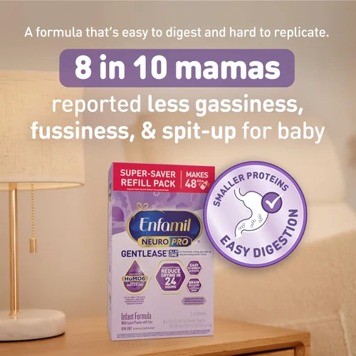 Vista 3 de Enfamil NeuroPro Gentlease para aliviar la irritación, el llanto, gases, escupitajo en 24 horas, proteínas más pequeñas para una fácil digestión