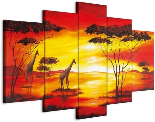 Vista 14 de artgeist Lienzo acústico para pared, diseño de África, 40 x 20 pulgadas, 5 piezas con impresión de sonido de espuma acústica, sala de arte de África