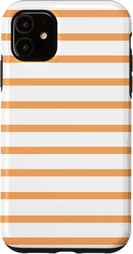 Vista 6 de iPhone 12 mini minimalista patrón de rayas en naranja claro moderno caso
