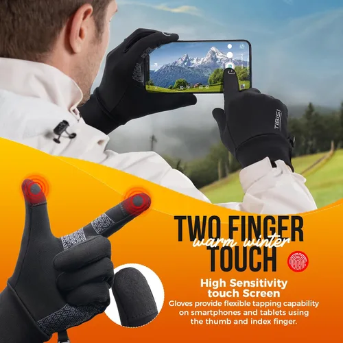 Vista 3 de Benirap Guantes de invierno para hombres y mujeres, cálidos para pantalla táctil, resistentes al viento, guantes térmicos para ciclismo, correr
