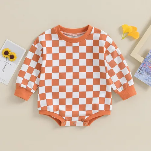 Vista 16 de Karuedoo Sudadera a cuadros para bebé niño y niña, mameluco de gran tamaño, manga larga, con burbujas, ropa neutra para otoño