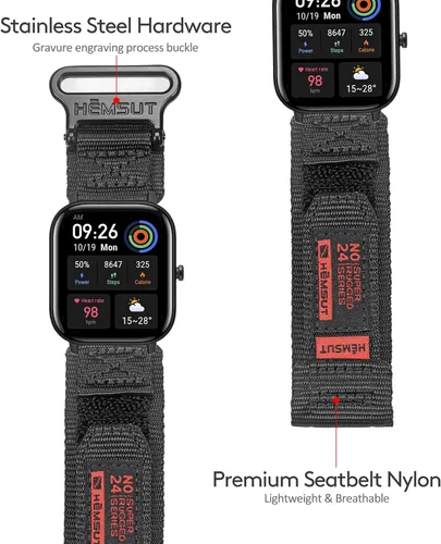 Vista 4 de Correas de reloj compatibles con Amazfit, correa deportiva de nailon resistente con diseño de bucle tejido para Amazfit GTS 4/4 Mini/3/2/2e/2 mini