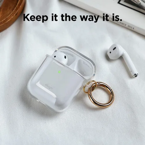 Vista 2 de Elago - Funda con llavero para audífonos AirPods 1 y 2 de Apple Transparente