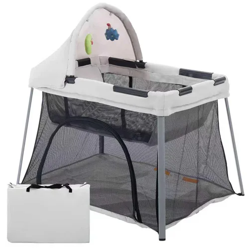 Vista 2 de Gentle Monster - Cuna de viaje portátil para bebés y niños pequeños, paquete de viaje ligero 2 en 1 para bebé y juego con colchón y sombrilla, cuna