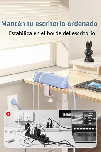 Vista 5 de AnnTane Regleta de alimentación con abrazadera de escritorio USBC, carga Azul