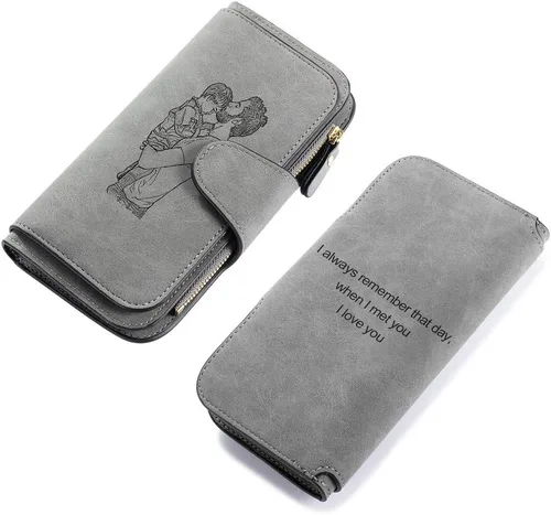 Vista 29 de Loveje - Billeteras personalizadas para mujer, de piel sintética, con grabadas fotográficas, triple pliegue, tarjeta de crédito, cartera larga
