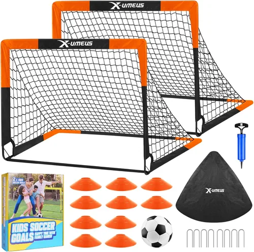 Vista 8 de Kids Soccer Goals for Backyard Set of 2, 4 x 3 ft/6 x 4 Toddler Soccer Goal Training Equipment with Soccer Ball, Cones, Pop Up Soccer Net for Kids
