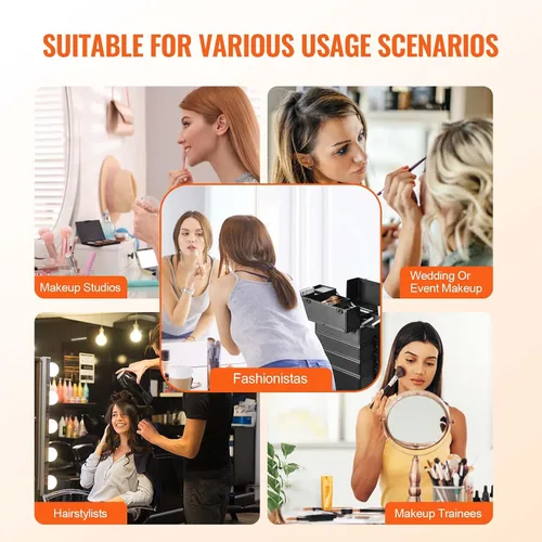 Vista 6 de VEVOR Makeup Train Case Professional Makeup Storage Organizer Box Make Up Carrier for Women and Girls