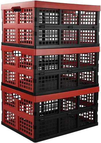 Vista 6 de Obstnny Contenedores de almacenamiento plegables de 34 cuartos de galón, caja de leche apilable, 3 paquetes