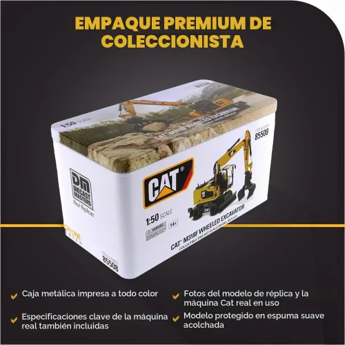 Vista 6 de Excavadora con ruedas Caterpillar M318F 1:50 - Serie High Line de Diecast Masters - 85508
