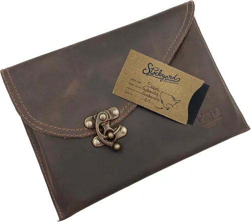 Vista 5 de Hide & Drink, Bolso de mano vintage hecho a mano de cuero de grano completo, moda para mujer