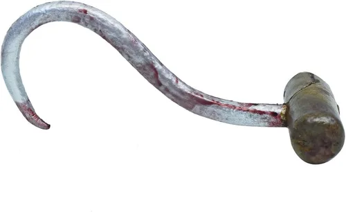 Vista 2 de Treasure Gurus - Gancho para disfraz de carnicero con sangre, accesorio para película de terror, color plateado