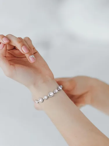Vista 6 de Pulsera de moissanita de oro de 14 quilates para mujer, pulsera de lujo con cadena de oro de gota de agua, regalo de joyería de Navidad de moda