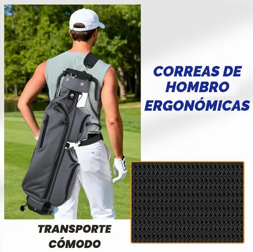 Vista 6 de Par 3 Bolsa de soporte de golf con divisor de 3 vías y cifrado 900D Gris