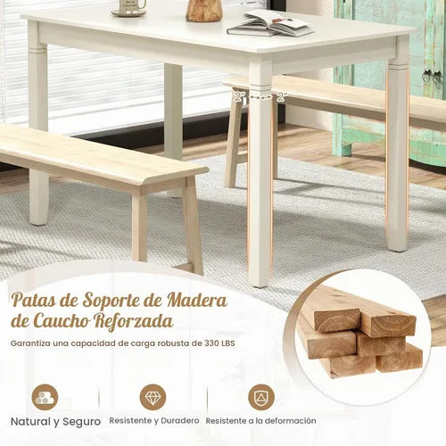 Vista 5 de Giantex Mesa de comedor para 4 personas, mesa de cocina de 48 x 29 pulgadas con patas de madera, mesa de comedor rectangular para espacios pequeños