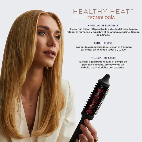 Vista 2 de Sutra Cepillo térmico – Cepillo redondo térmico ligero para peinar el cabello y soplar – Pantalla digital, apagado automático y tecnología iónica