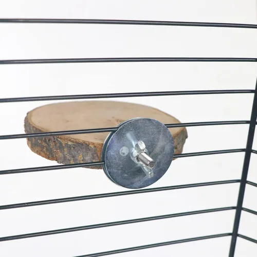 Vista 5 de Plataforma de madera con pedal redondo Chinchilla de 3 piezas para ardillas, jerbos, planeadores de azúcar y hámsters enanos