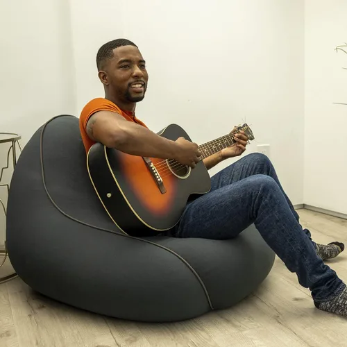 Vista 2 de Yogibo Sillón Puff Pequeño para Adultos, Niños y Adolescentes, Suave, de Felpa, Cómodo, Sensorial, Puff para Juegos, Funda Lavable, Azul
