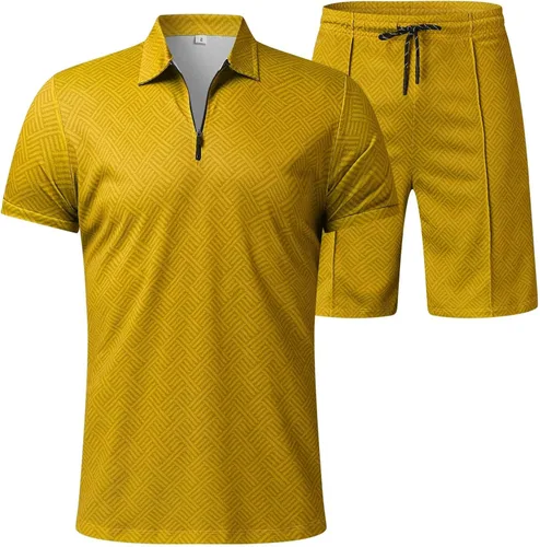 Vista 3 de EELHOE Mens 2 Piece Outfits Casual Regular-Fit Lightweight Short Sleeve Graphic Tees Drawstring Shorts Breathable Sweatsuit