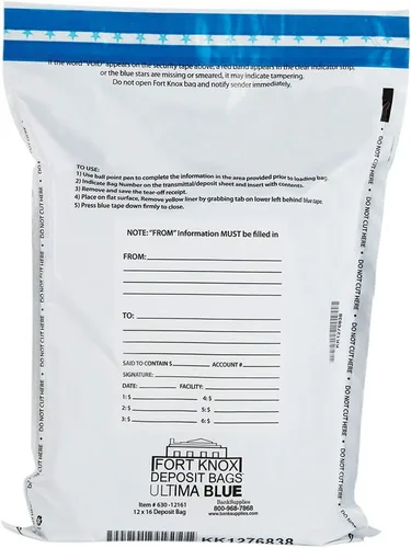 Vista 10 de BankSupplies Ultima - Bolsas de seguridad a prueba de manipulaciones azules – 9 x 12 pulgadas – Bolsas de seguridad blancas opacas – Cierre