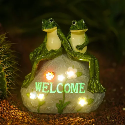 Vista 12 de Nacome Estatuas solares de jardín al aire libre tortuga con suculentas y 7 luces LED – Decoración de césped Estatua de tortuga para patio, balcón