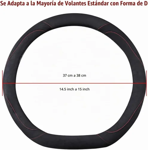 Vista 6 de Soft Suede D Shape - Funda para volante, color negro Parte inferior plana de gamuza sintética, fresca en verano y cálida en invierno, universal